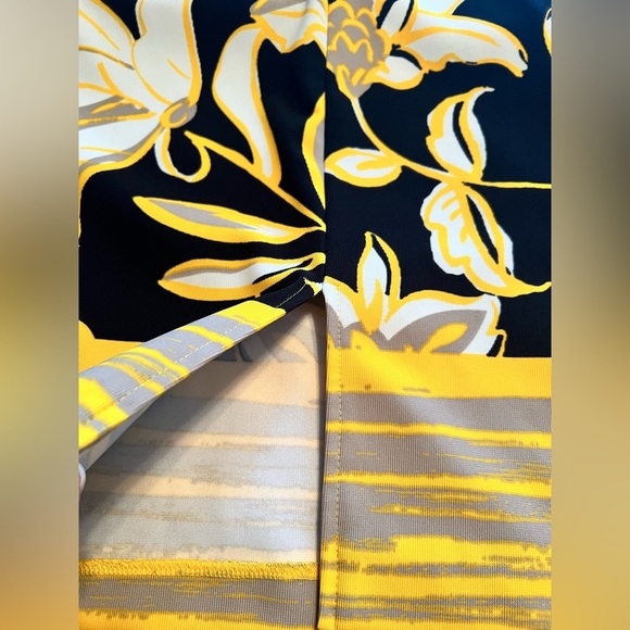 Phase 7 Seven sleeveless sheath dress size 10 Yellow Black floral midi EUC - Picture 3 of 12